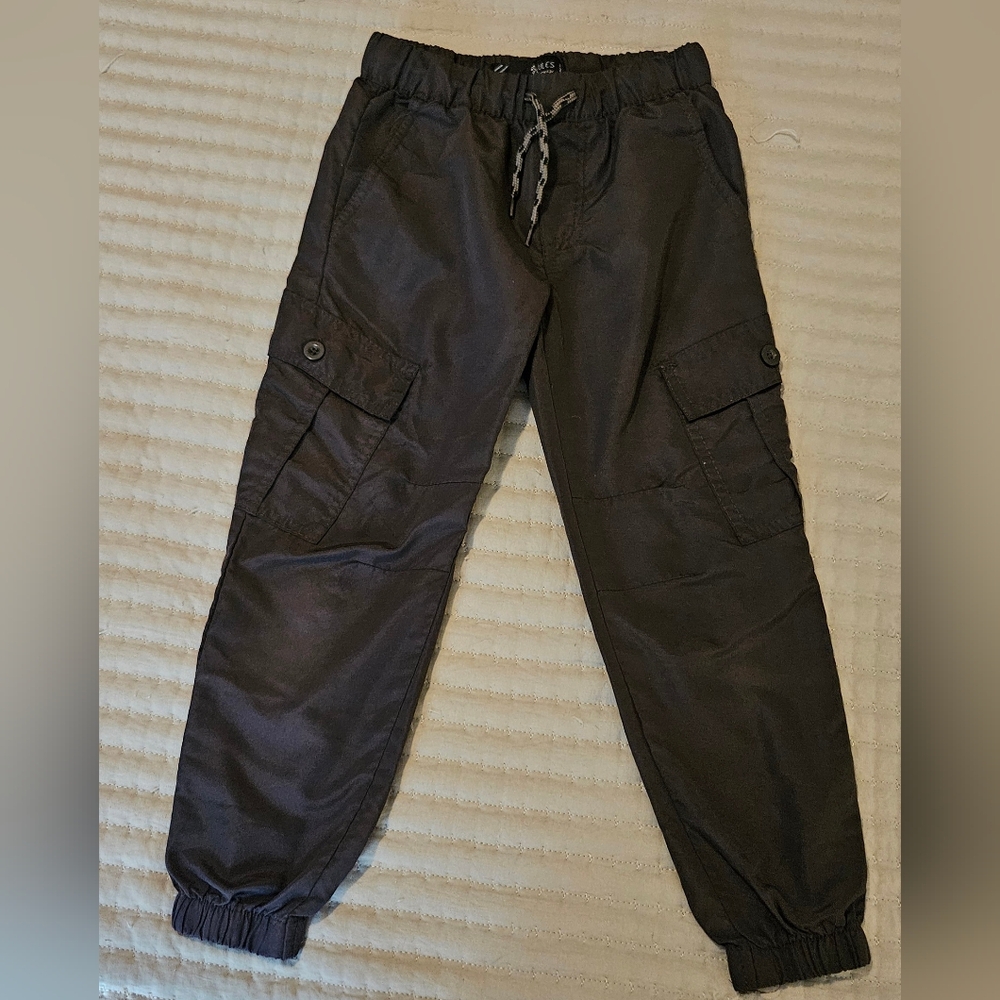 Kids Black Cargo Joggers